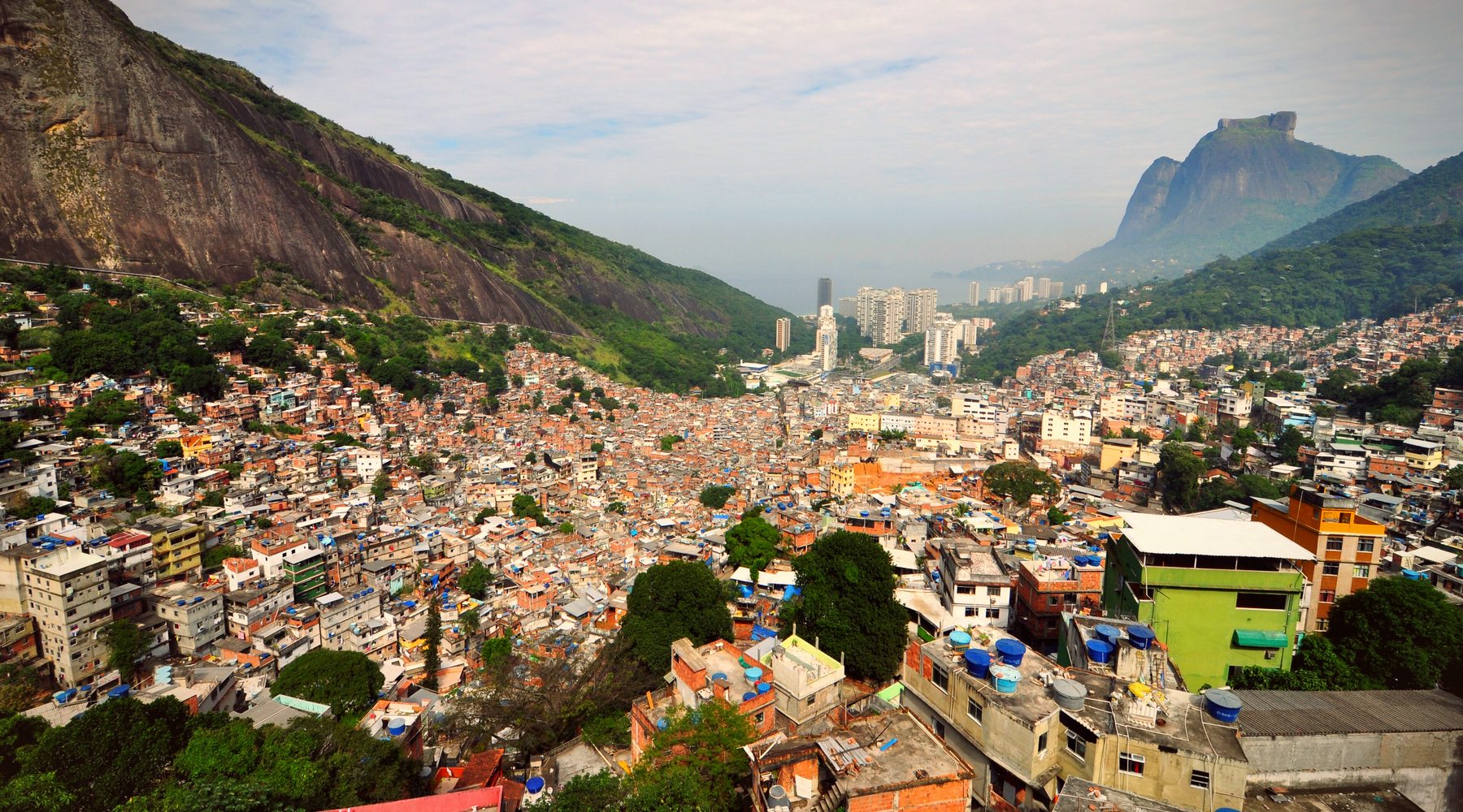 The Rocinha favela climbing the hillside between São Conrado and Gávea in Rio de Janeiro